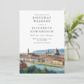Invitation Florence Skyline Watercolor Birthday Weekend (Debout devant)