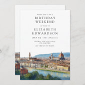 Invitation Florence Skyline Watercolor Birthday Weekend (Devant / Derrière)