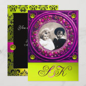 INVITATION FLORENTINE RENAISSANCE FRUITS DAMAS À MONOGRAMME (Devant / Derrière)