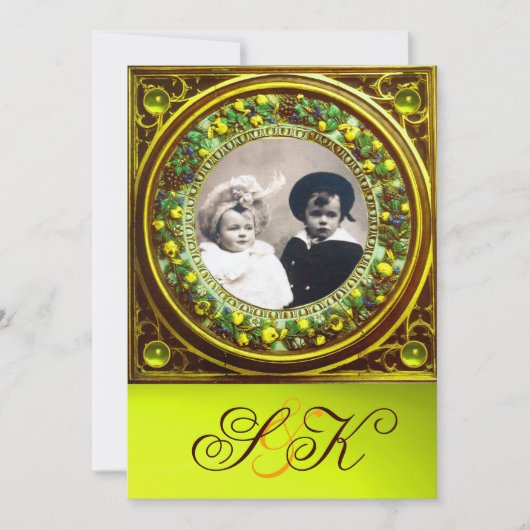 INVITATION FLORENTINE RENAISSANCE FRUITS DAMAS MONOGRAMME (Devant)
