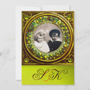 INVITATION FLORENTINE RENAISSANCE FRUITS DAMAS MONOGRAMME
