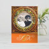 INVITATION FLORENTINE RENAISSANCE FRUITS DAMAS MONOGRAMME (Debout devant)