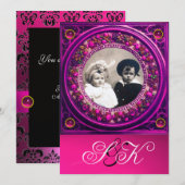 INVITATION FLORENTINE RENAISSANCE FRUITS DAMAS MONOGRAMME (Devant / Derrière)