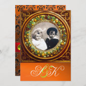 INVITATION FLORENTINE RENAISSANCE FRUITS DAMASSÉ MONOGRAMME (Devant / Derrière)