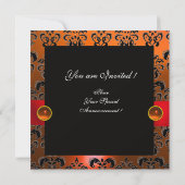 INVITATION FLORENTINE RENAISSANCE FRUITS NOIR ORANGE DAMAS (Dos)