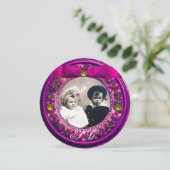 INVITATION FLORENTINE RENAISSANCE FRUITS RUBAN ROSE MONOGRAMM (Debout devant)