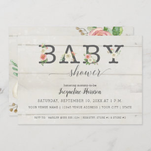 Invitation Flores blanches  Baby shower féminin