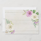Invitation Flores blanches violettes en bois | Baby shower fi (Dos)