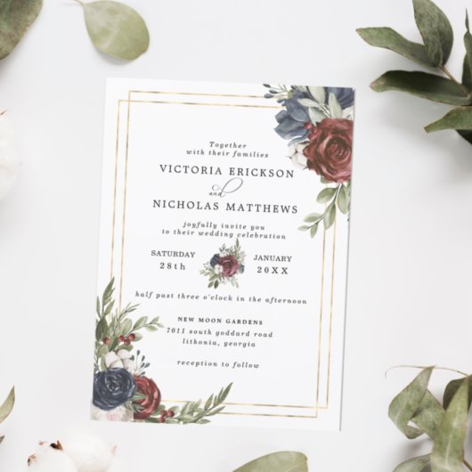 Invitation Flores congelées | Mariage botanique d'hiver