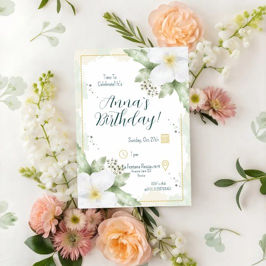 Invitation Flores d'aquarelle en fleurs d'Apple