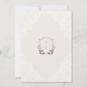 Invitation Flores d'aquarelle Mariage de la crête de monogram (Dos)