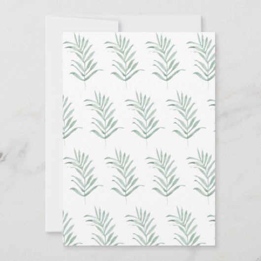 Invitation Flores d'aquarelle rustique sur Mariage vert Sage (Dos)