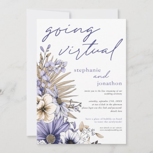 Invitation Flores d'aquarelle violette Lilac Mariage virtuel (Devant)