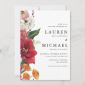 Invitation Flores d'automne avec Mariage de code QR Amaryllis (Devant)