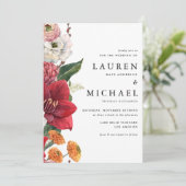 Invitation Flores d'automne avec Mariage de code QR Amaryllis (Debout devant)