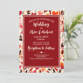 Invitation Flores de coeur rouge gras modernes (Debout devant)