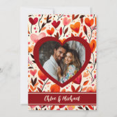 Invitation Flores de coeur rouge gras modernes (Dos)