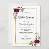 Invitation Flores de douche nuptiale boho bordeaux (Devant)