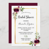 Invitation Flores de douche nuptiale boho bordeaux (Devant / Derrière)