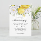 Invitation Flores de Ranunculus jaune blanc (Debout devant)