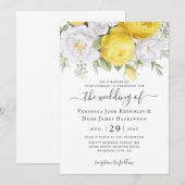 Invitation Flores de Ranunculus jaune blanc (Devant / Derrière)