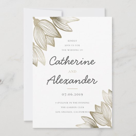 Invitation Flores de tulipe d'or | MARIAGE (Devant)