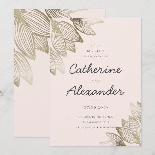 Invitation Flores de tulipe d'or | MARIAGE (Devant / Derrière)