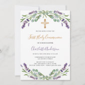 Invitation Flores de violet de lavande Première communion (Devant)