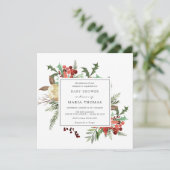 Invitation Flores d'hiver et Baby shower À feuillage persista (Debout devant)
