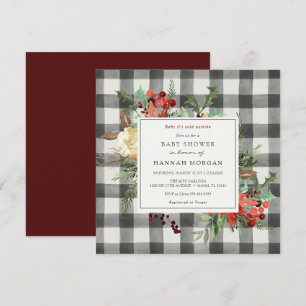 Invitation Flores d'hiver et Baby shower À feuillage persista