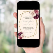 Invitation Flores d'ivoire beige bordeaux mariage géométrique