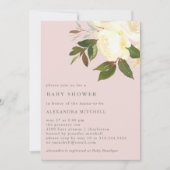 Invitation Flores d'ivoire sur le blush | Baby shower (Devant)