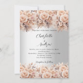 Invitation Flores d'or rose argent mariage élégant (Devant)