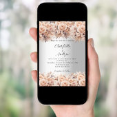 Invitation Flores d'or rose argent mariage élégant