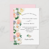 Invitation Flores d'or rose rose pâle mariage blanc (Devant / Derrière)