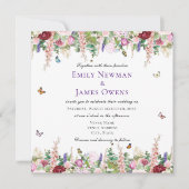 Invitation Flores et papillons rose moderne Mariage (Devant)