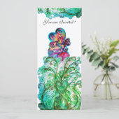 Invitation FLORES FANTAISISTES ET PETIT ELF violet,rouge,bleu (Debout devant)