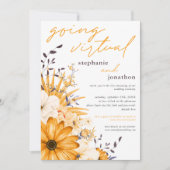 Invitation Flores gris jaune Aquarelle Mariage virtuel (Devant)