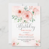 Invitation Flores rose pâle rose moderne Anniversaire (Devant)