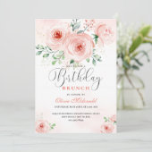 Invitation Flores rose pâle rose moderne Anniversaire (Debout devant)