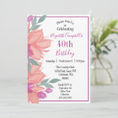 Invitation Flores roses Anniversaire personnalisé (Debout devant)
