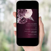 Invitation Flores roses bordeaux mariage de luxe