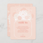 Invitation Flores roses Mason Jar Merci Mariage (Devant / Derrière)