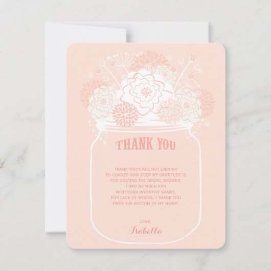 Invitation Flores roses Mason Jar Merci Mariage (Devant)