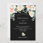 Invitation Flores roses noires eacalyptus mariage (Devant)