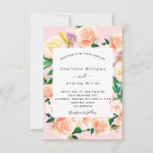 Invitation Flores roses rose mariage or (Devant)