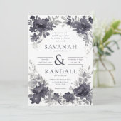 Invitation Flores saisonnières : Elégant Mariage aquarelle (Debout devant)