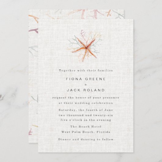 Invitation Florida Coastal Beach Mariage d'aquarelle (Devant / Derrière)