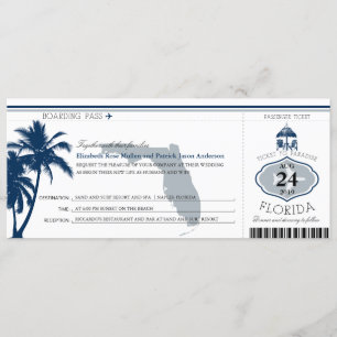 Invitation Florida Palm Tree Boarding Pass Mariage