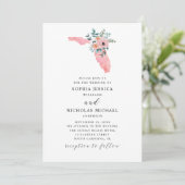 Invitation Floride. Élégante fleur rose. Aquarelle florale (Debout devant)